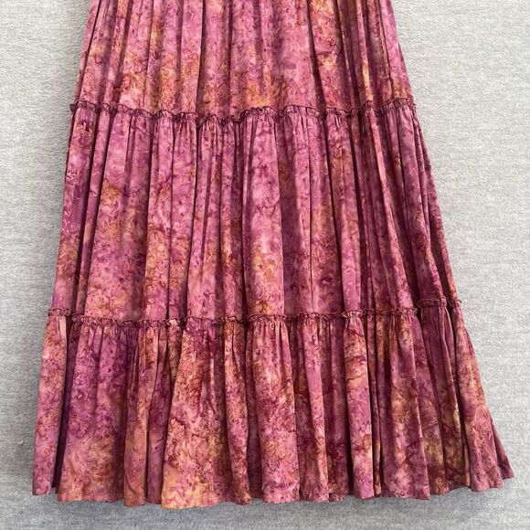 Go Fish Boho Ruffled Tiered Dress Size M Shapeless Prairie Cottage Hippie Batik - Picture 10 of 16